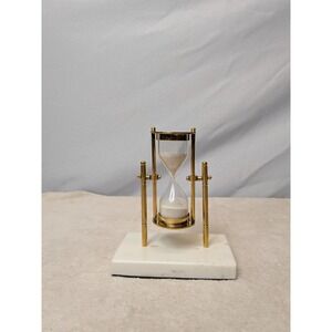 Vintage Royal Navy London Brass Hourglass Sand Timer on Marble Base Decor 6"